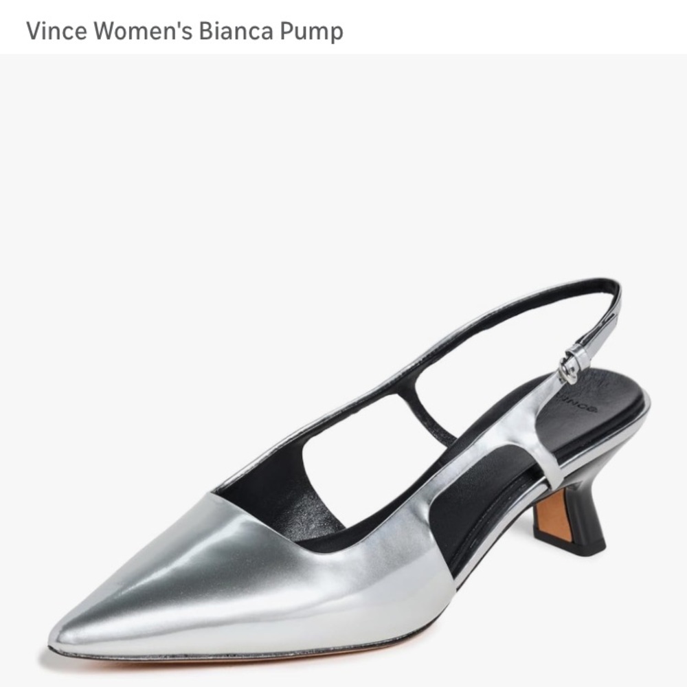 Vince Silver Metallic Slingback Pump
